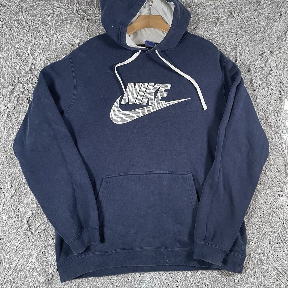 Nike Pullover Hoodie Men's XL Navy Blue Activewear Gym Running Logo Athletic